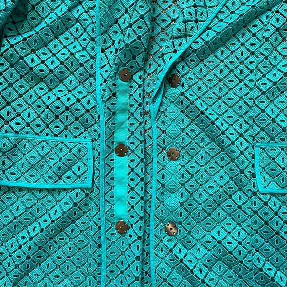 Carlisle Collection Diamond Print Turquoise Jacket, Women's Size 10 - Picture 4 of 11